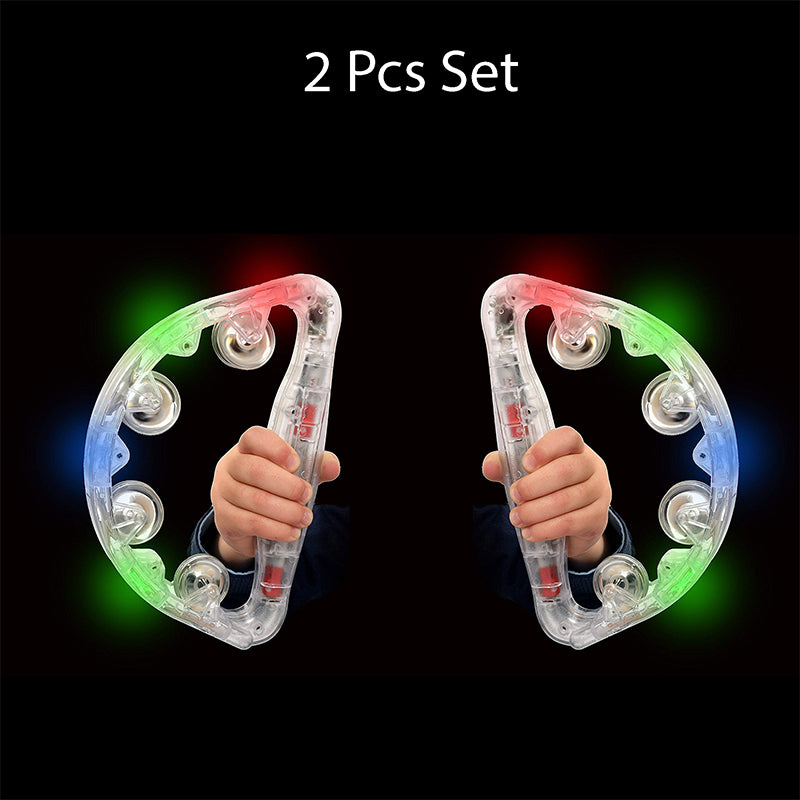 Light-Up Tambourines Visual/Audio Sensory LED Music Toy (2 Pack)