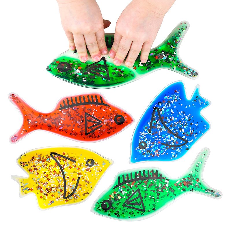 4 x Senosry Gel Fish Shapes Tactile Colourful Special Need Toy