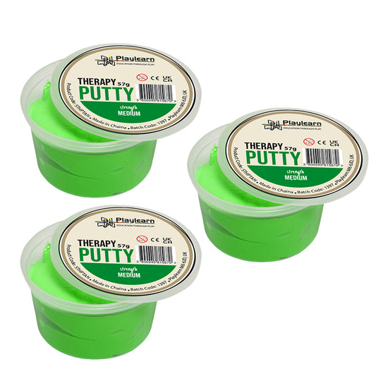 Therapy Putty Meduim Squeezable Non-Toxic, Hand Exercise Green (3 Pack)