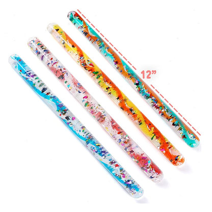 4 x Glitter Spiral Magic Wands 32cm Sensory Autism Tube