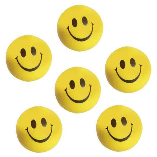 Smiley Face Yellow Sensory Stress Balls (6 Pack)