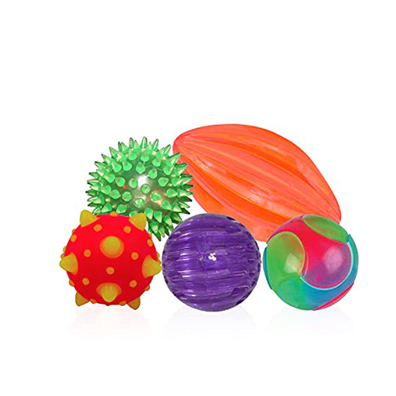 Large LED Light Up Tactile Balls for Sensory Visual and Physical Coordination (5 Pack)