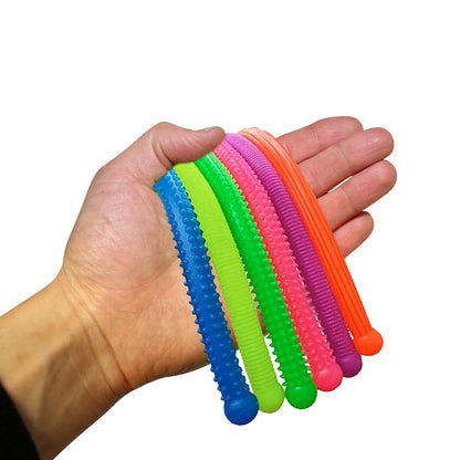 Textured Stretchy Noodle Elastic Snakes Strings Sensory Neon Fidget for Kids (6 Pack)