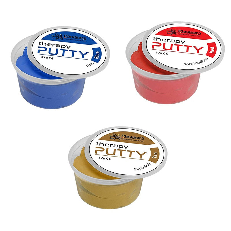 Therapy Putty Set of 3 Strengths Extra Soft, Soft/Medium and Firm Sensory Tools