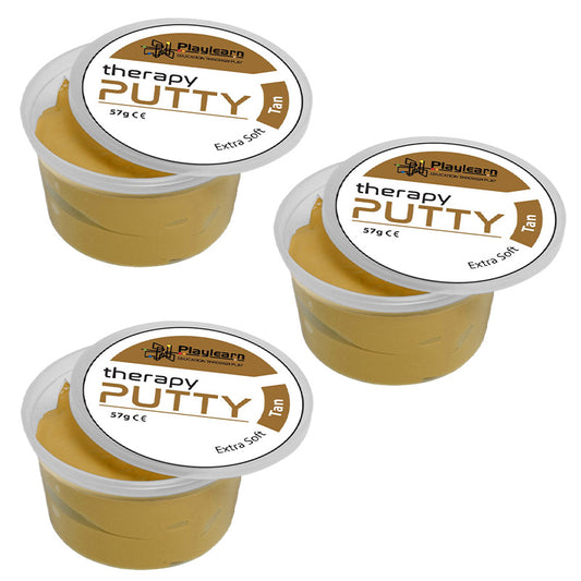 Therapy Putty Extra Soft Squeezable Non-Toxic, Hand Exercise Tan (3 Pack)